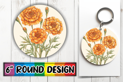 Chic Round Design Keychain Artwork , Beauty Flower Product Image 1