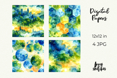 Terra Futura Digital Paper Watercolor Seamless Pattern Product Image 2