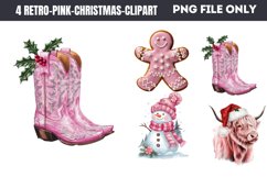 Retro Pink Christmas Sublimation Clipart PNG Product Image 1