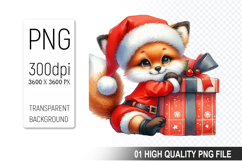 Christmas Fox in Santa Outfit Clipart, High-Quality PNG Product Image 1