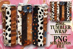 3D Leopard and Flower Tumbler Wrap Sublimation Designs Product Image 1