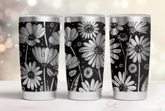 20oz Tumbler laser svg wrap| Daisy and Wildflowers pattern Product Image 1
