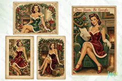 Vintage Christmas Pin-up Stamp Clipart Product Image 1