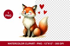 valentine png watercolor clipart - fox Product Image 1