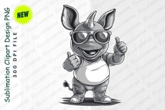 Cool Cartoon Rhino Giving Thumbs Up Wearing Clipart Product Image 1