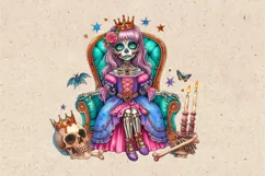 Watercolor Zombie Princess. PNG sublimation Product Image 3
