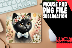 Blissful MOUSE MAT PNG Style, Cute Cat Product Image 1