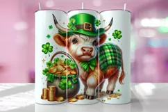 Highland Cow St Patrick’s Day Tumbler Wrap Sublimation Product Image 1