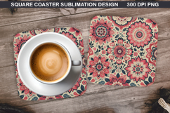 Flowers Coaster Sublimation, Spring Coaster PNG Design Product Image 1