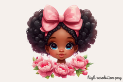 Cute Black Girl with Flower Clipart PNG Product Image 1