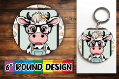 Joyful Circle Keychains for Gifts, Cute Cow Product Image 1