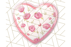 Pastel Puffy Patterned Hearts Clipart PNG, 3D Look Heart Png Product Image 3