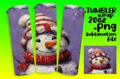 Holiday Snowman Tumbler Wrap - Winter Design Sublimation Product Image 1