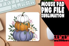 Cozy Watercolor Pumpkin with Flower Mouse Pad Product Image 1