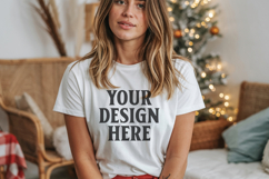 Bella Canvas 3001 Ash Christmas Shirt Mockup, Trandy Mocku Product Image 1