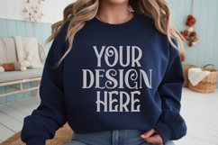 Navy Gildan 18000 Mockup, Gildan Sweatshirt Mockup Product Image 1