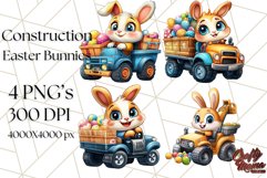 Easter Bunny Construction Clipart, Spring Png Product Image 1