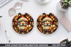 Santa Car Coaster Sublimation| Christmas Coaster PNG Product Image 1