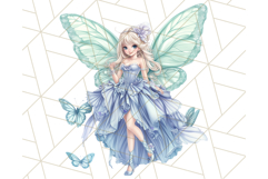 Pastel Fairy Garden Clipart, Cute Fairies &amp; Toadstools PNG Product Image 24