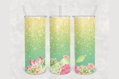 Cactus Floral Gold Glitter 20 oz sublimation design tumbler Product Image 1