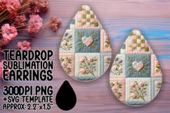 Artistic Teardrop Earrings Sublimation Template , Patchwork Product Image 1