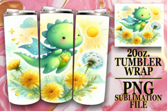 SWEET VIBES 20oz TUMBLER WRAP, Cute Dino Product Image 1
