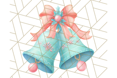 Coral and Aqua Christmas Clipart PNG, Pastel Holiday Art Product Image 3