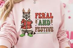 Feral and Festive Raccoon PNG, Feral Girl Christmas Png Product Image 2