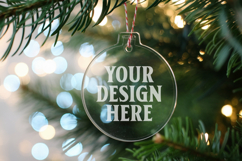 Christmas Acrylic Ornament Mockups | Round Clear Acrylic Orn Product Image 1