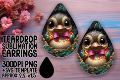 Bright Teardrop Earrings Sublimation Art , Christmas Animals Product Image 1