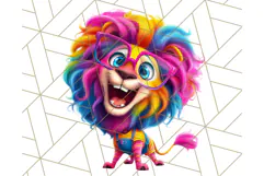 Funky Safari Animals PNG Clipart With Rainbow Hair, Cute Png Product Image 3