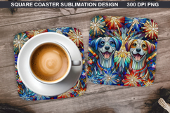 Dog Coaster Sublimation, 4th Of July Coaster PNG Product Image 1