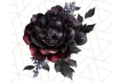 Gothic Floral PNG, Dark Aesthetic Flowers Clipart Print Product Image 4