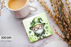 Cute Leprechaun Gnome Square Coaster PNG Sublimation Design Product Image 1