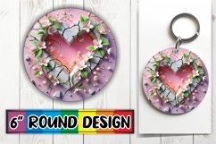 Joyful Car Coaster Round Style PNG, 3D Heart Product Image 1
