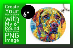 Vivid Colorful Dog Design Round Keychain Sublimation Product Image 1