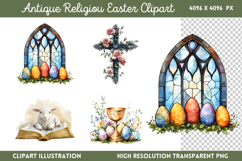 Antique Religiou Easter Clipart PNG Product Image 1