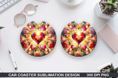 Car Coaster Sublimation,Valentines Coaster PNG Design Product Image 1