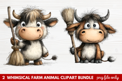 Whimsical Farm Animal Clipart | Cute Farm Animals PNG Set Product Image 1