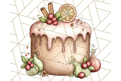 Christmas Cake Clipart PNG, Cottagecore Holiday Desserts Product Image 3