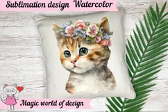 Kitten Watercolor png, Nursery Decor Wall Art Product Image 4