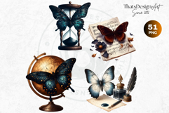 Dark Academia PNG, Gothic Butterfly Clipart Moody ephemera Product Image 10