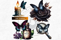 Dark Academia PNG, Gothic Butterfly Clipart Moody ephemera Product Image 4
