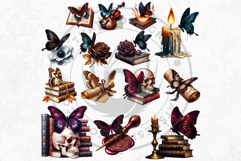 Dark Academia PNG, Gothic Butterfly Clipart Moody ephemera Product Image 5