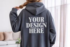Dark Heather Gildan 18500 Hoodie Mockup ,Cozy Unisex Sweatsh Product Image 1