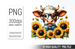 Cute Highland Cow, Animal Sublimation Clipart PNG Product Image 1