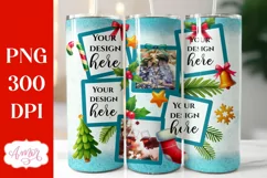 Merry Christmas Photo tumbler wrap for sublimation 20oz Product Image 1