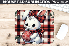 Watercolor Rabbit Mouse Pad Sublimation - Christmas PNG Product Image 1