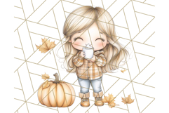 Pumpkin Spice Chibi Girls, Fall Accessories PNG, Cozy Autumn Product Image 3