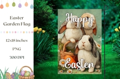 Easter Garden Flag, Vintage Bunnies Garden Flag Sublimation Product Image 1